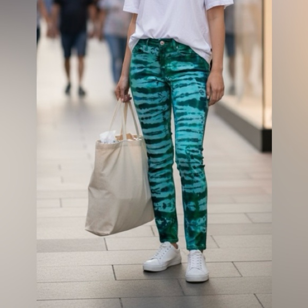 RSQ Miami jegging 👖BOHO JEANS in tie -dye green and light blue